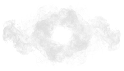 PNG of soft cartoon white smoke creating circular swirl effect, isolated playful vapor on transparent background, ideal for comic graphics, animation, abstract art, and decorative digital designs.