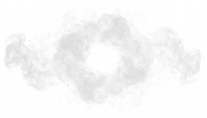 PNG of soft cartoon white smoke creating circular swirl effect, isolated playful vapor on transparent background, ideal for comic graphics, animation, abstract art, and decorative digital designs.