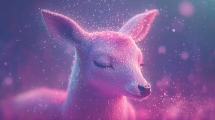 Magical deer glowing beneath a starry sky in an enchanting nocturnal scene.