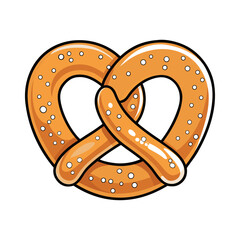 Delicious Soft Pretzel Vector Illustration with Salt Sprinkles, Perfect Snack Design for Baking, Oktoberfest, Bakery, Fast Food, and Snack Branding