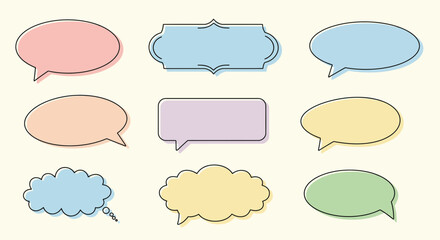 Fototapeta premium Pastel Speech Bubbles Collection: Communication Icons for Social Media Platforms