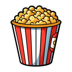 Cinematic popcorn bucket vector design with golden buttery shine, perfect for movie night illustrations, snack graphics, and entertainment-themed digital artwork.