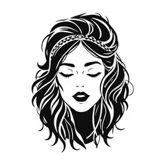 Elegant woman silhouette, female vector, beauty salon logo, lady face outline, stylish girl head design	