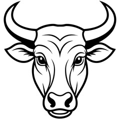 Minimalist Bull Head Vector Illustration
