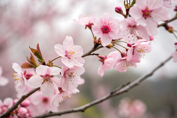 Fototapeta premium Pretty blossoms of Flowering quince (Chaenomeles speciosa) in apring