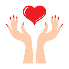 Care icon vector, Heart in hand Icon, Vector illustration