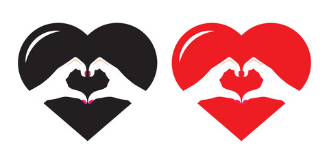 Hands making heart symbol icon. Variety finger heart line icons set. Hand with love icon vector illustration. Design of Variety.