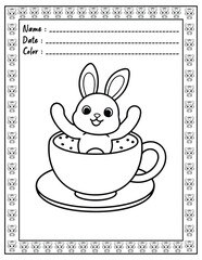 Bold and Easy Funfair Days Cute Kawaii Coloring Book Pages for Adults and Kid. High resolution (300 DPI), Ready to print on standard 8.5x11-(A4) inch paper With (No Bleed), Black and White. Vector 