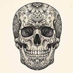 Ornate Skull: Intricate Ink & Detail