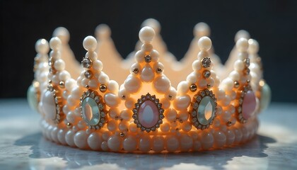 crown embedded with marbles and pearls