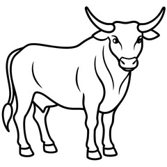 Minimalist Bull Line Art Vector