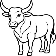 Minimalist Bull Line Art Vector