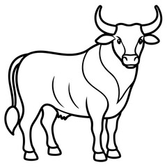 Minimalist Bull Line Art Vector