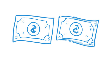 Blue dollar bills doodle money currency