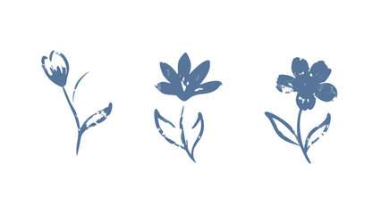 Blue ink flower doodles flowers floral