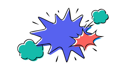 Blue red teal explosions with smoke comic pop art