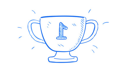 Blue trophy with number one award first place