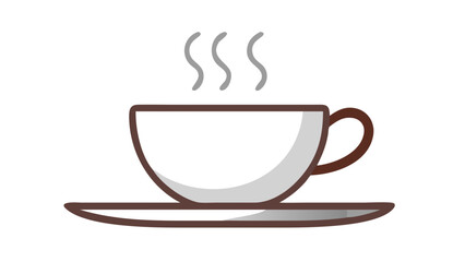 Brown teacup with steam and saucer hot drink beverage