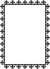 Vector black monochrome square Kazakh national ornament. Ethnic pattern of the peoples of the Great Steppe,
