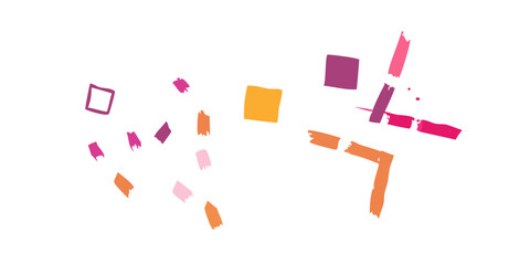 Brush strokes and geometric shapes abstract colorful