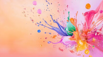 Bright splash of pigment in abstract form, bursting on a pastel background to create a dynamic contrast