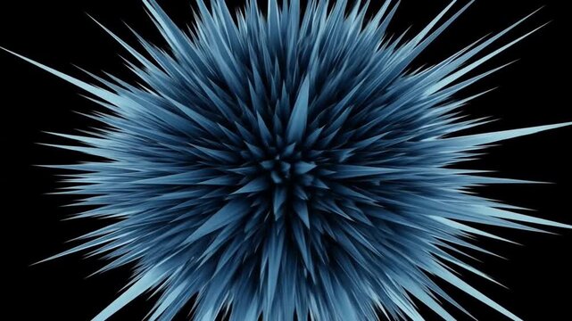Abstract Spiky Shape Rotating on Black Background Animation