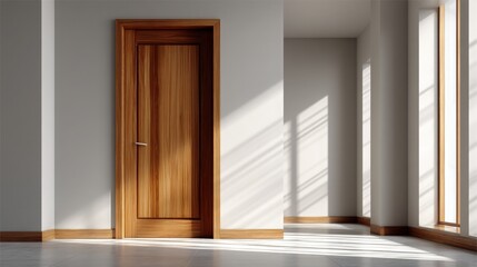 empty room with wooden door