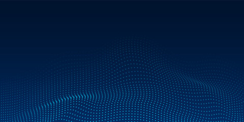 Modern blue background of points. Cyber particles. Big data stream modern