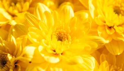 Close-up of vibrant yellow chrysanthemum blooms