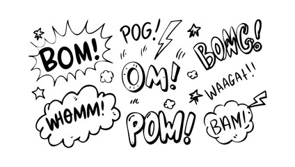 Comic style comic book sound effects comic doodle
