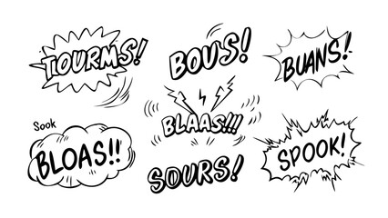 Comic style doodle elements playful illustration