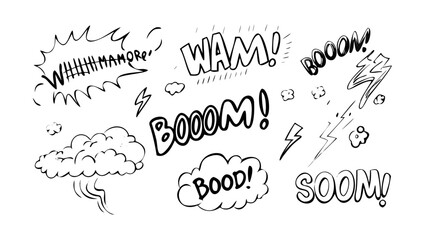 Comic style sound effects and abstract shapes doodle © MST CHIN BANU BEGUM