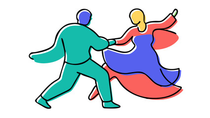Couple dancing in abstract style people movement