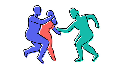 Couple dancing silhouettes blue coral teal vector