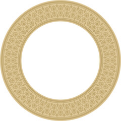 Classic Greek golden round ornament. Vector pattern, circle of ancient Hellenes. European border - ring.
