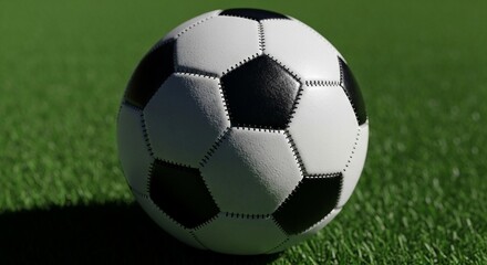 Fototapeta premium Soccer Ball on Green Grass Field
