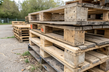 Wooden pallets Pallets stacked up