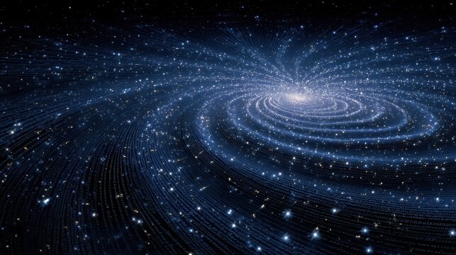Labyrinth of numbers spiraling into a galaxy of stars visualizing logical structures merging into the intuitive unknown