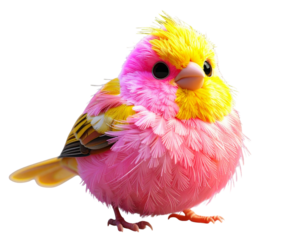 Round Chubby Bird Making a Funny Face, 3D Render, Isolated PNG