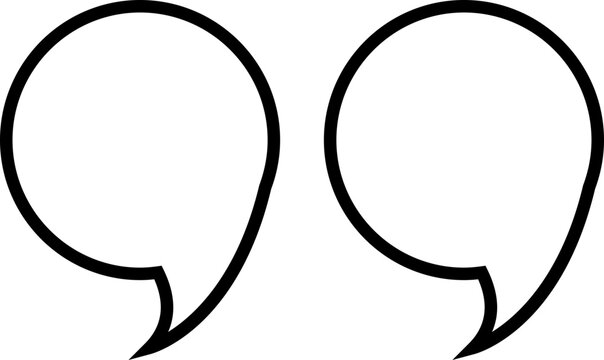 Quote mark icon, guillemets quotation marks in solid and outline style, vector punctuation typography symbols for publishing, books, blogs, posters, social media, and design