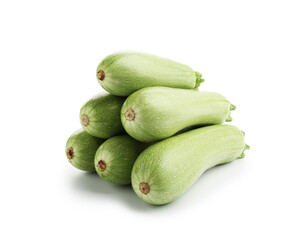 Many fresh ripe zucchinis isolated on white