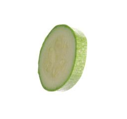 One slice of fresh zucchini isolated on white