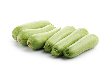 Many fresh ripe zucchinis isolated on white