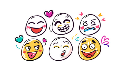 Obraz premium Happy laughing crying and loving emojis smiling