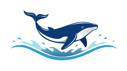 Majestic blue whale breaching ocean waves water