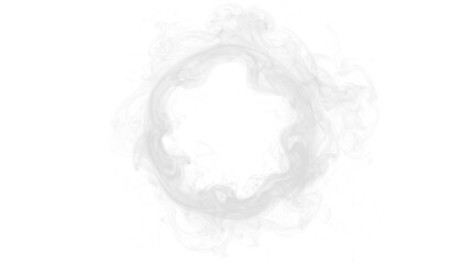 PNG of soft cartoon white smoke creating circular swirl effect, isolated playful vapor on transparent background, ideal for comic graphics, animation, abstract art, and decorative digital designs.
