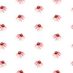 Watercolor Coneflower Seamless Pattern