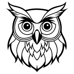 Owl Head Vector Illustration – Clean Line Art