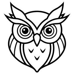 Owl Head Vector Illustration – Clean Line Art