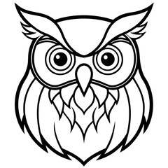 Owl Head Vector Illustration – Clean Line Art